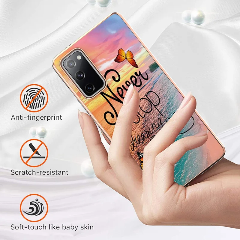 Für Samsung Galaxy S20 FE 2022 / S20 FE 4G / S20 FE 5G / S20 Lite TPU-Hüllen IMD-Muster Galvanik Weiche Handy-Rückseite - Träume niemals auf