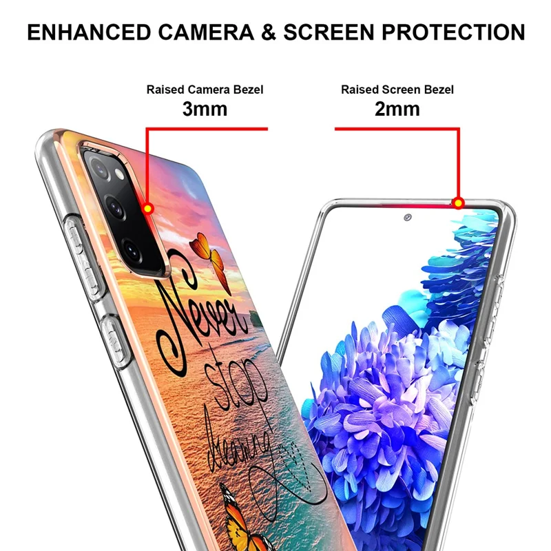 Für Samsung Galaxy S20 FE 2022 / S20 FE 4G / S20 FE 5G / S20 Lite TPU-Hüllen IMD-Muster Galvanik Weiche Handy-Rückseite - Träume niemals auf