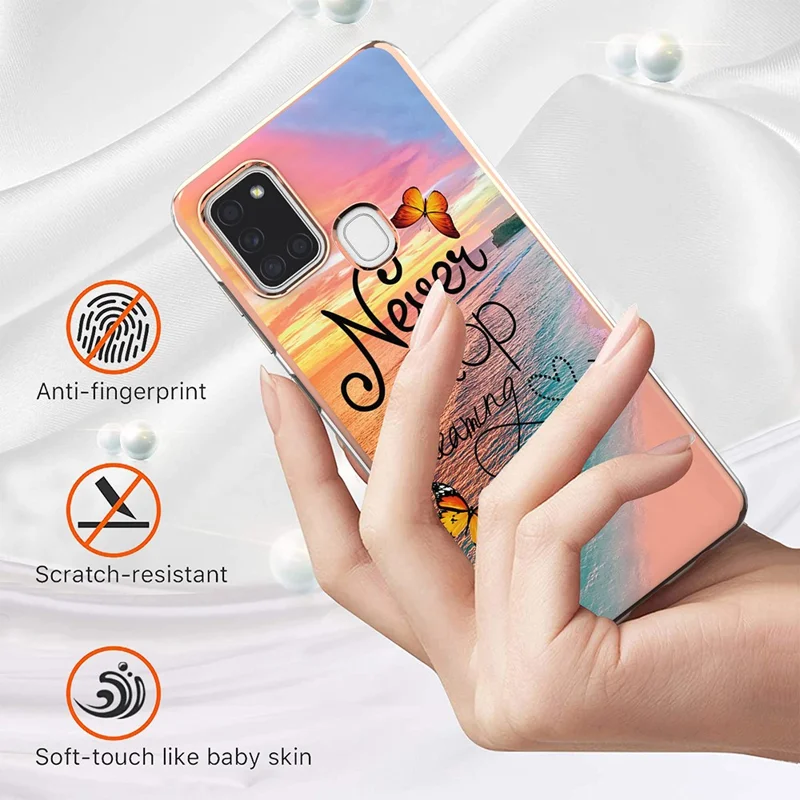 For Samsung Galaxy A21s TPU Cases IMD Pattern Electroplating Soft Phone Back Cover - Never Stop Dreaming