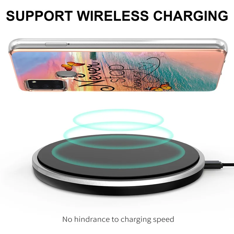 For Samsung Galaxy A21s TPU Cases IMD Pattern Electroplating Soft Phone Back Cover - Never Stop Dreaming