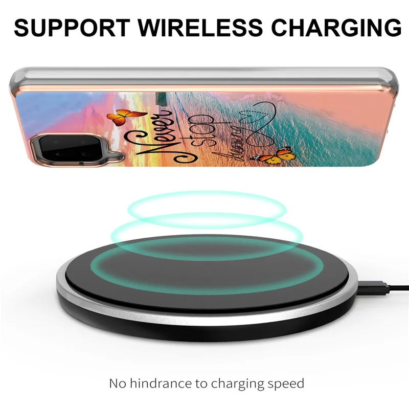 For Samsung Galaxy A22 4G (EU) TPU Cases IMD Pattern Electroplating Soft Phone Back Cover - Never Stop Dreaming