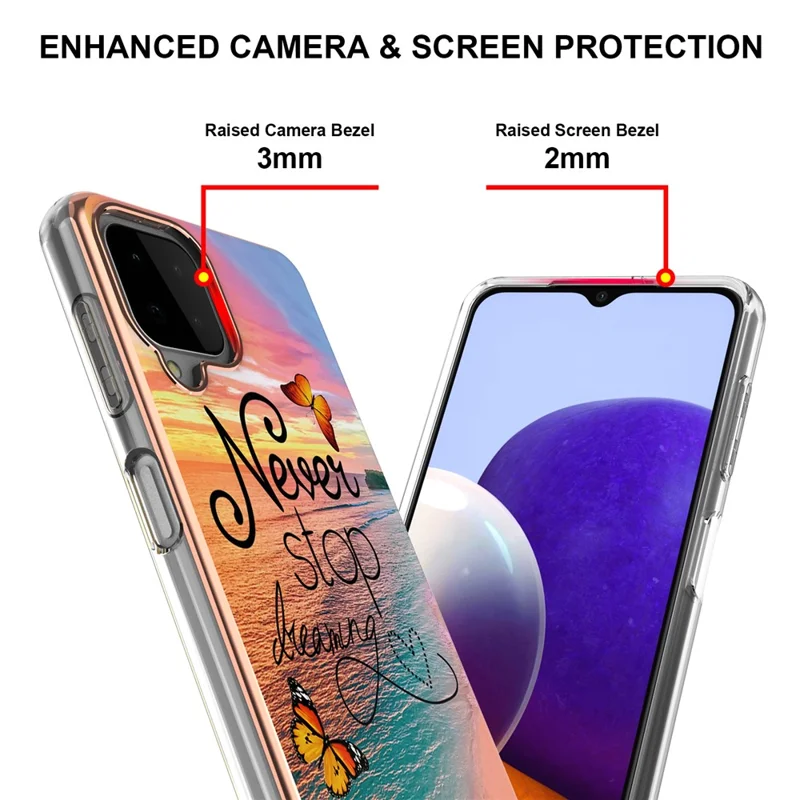 For Samsung Galaxy A22 4G (EU) TPU Cases IMD Pattern Electroplating Soft Phone Back Cover - Never Stop Dreaming