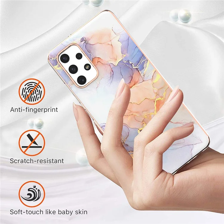 For Samsung Galaxy A32 4G (EU) TPU Cases IMD Pattern Electroplating Soft Phone Back Cover - Milky Way Marble White