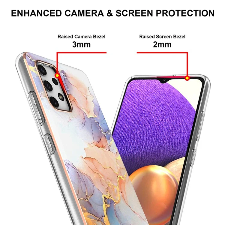 For Samsung Galaxy A32 4G (EU) TPU Cases IMD Pattern Electroplating Soft Phone Back Cover - Milky Way Marble White