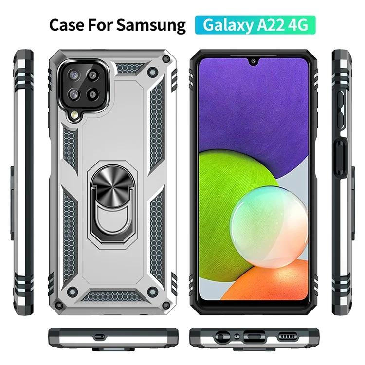 Гибридный чехол-накладка для телефона Samsung Galaxy A22 4G (версия для ЕС) - серебристый