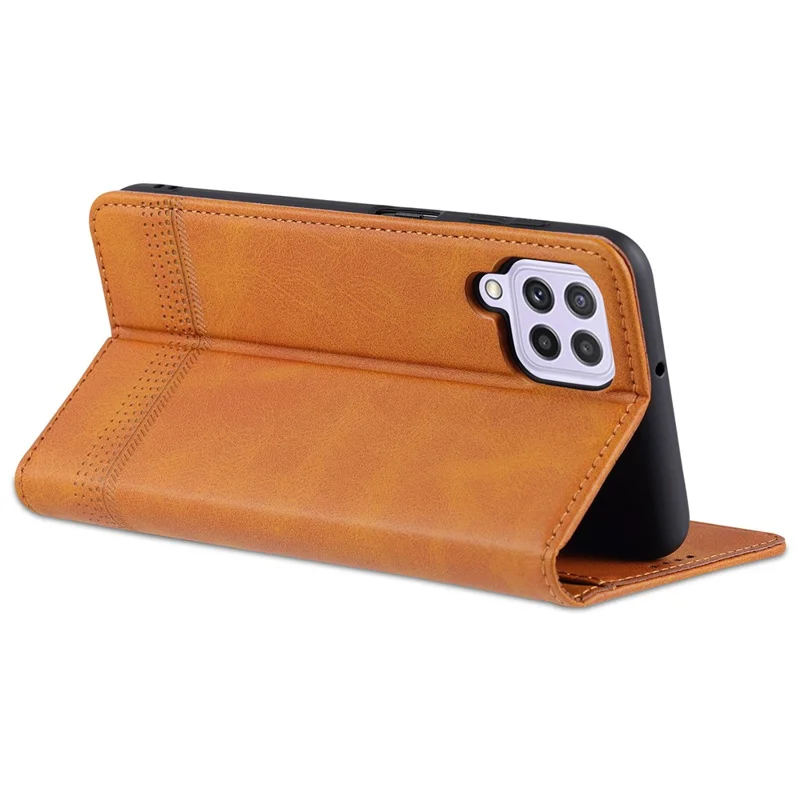 AZNS Premium PU Leather Auto-absorbed Magnetic Closure Stand Function Wallet Flip Cover for Samsung Galaxy A22 4G (EU Version) - Blue