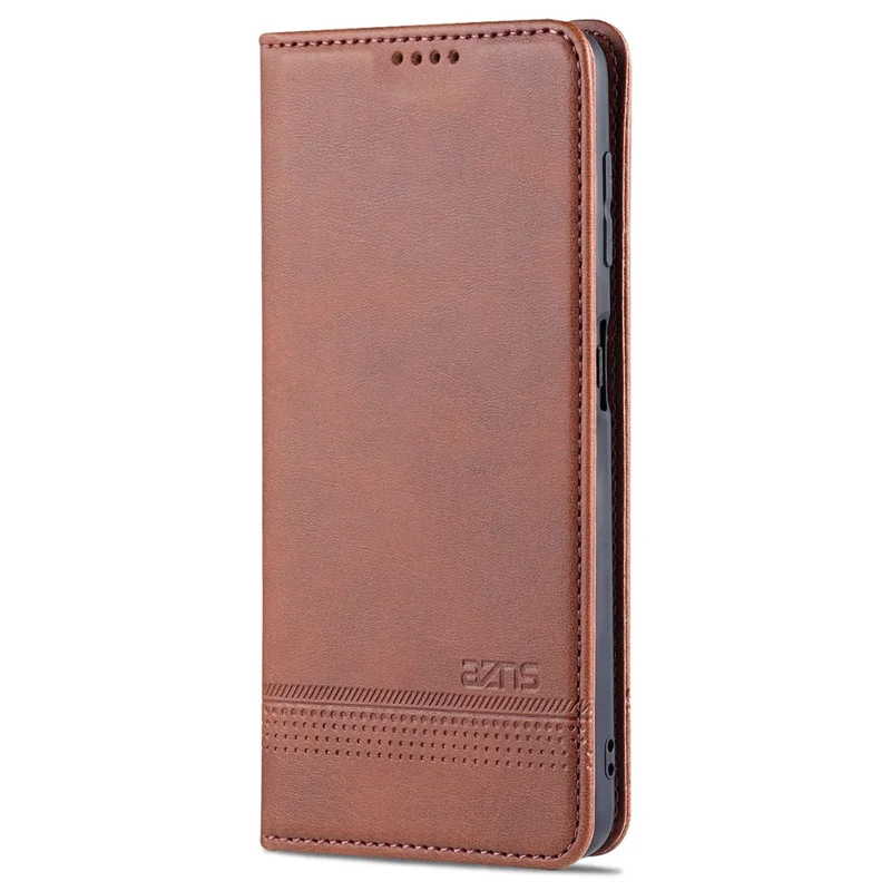 AZNS Premium PU Leather Auto-absorbed Magnetic Closure Stand Function Wallet Flip Cover for Samsung Galaxy A22 4G (EU Version) - Coffee