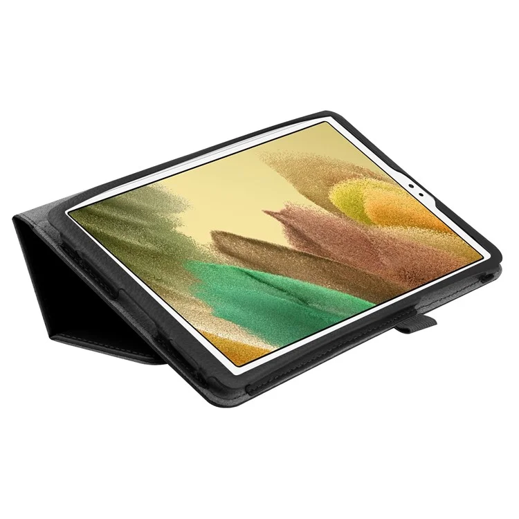 Funda con tapa Folio de piel sintética con textura de litchi delgada y ligera para Samsung Galaxy Tab A7 Lite de 8.7 pulgadas - Negro