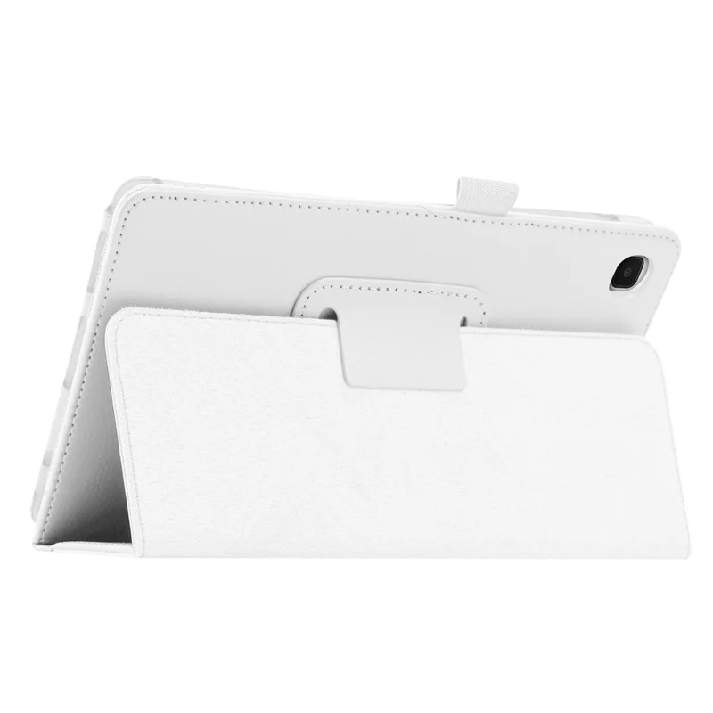 Lightweight Slim Litchi Texture PU Leather Folio Cover Stand Case for Samsung Galaxy Tab A7 Lite 8.7-inch - White