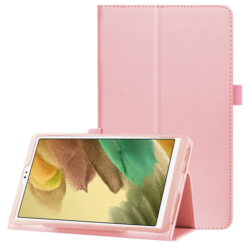 Lightweight Slim Litchi Texture PU Leather Folio Cover Stand Case for Samsung Galaxy Tab A7 Lite 8.7-inch - Pink