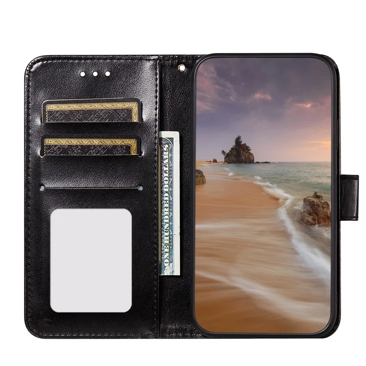 Solid Color Magnetic Clasp All-round Leather Stand Wallet Phone Case for Samsung Galaxy S21 FE - Black