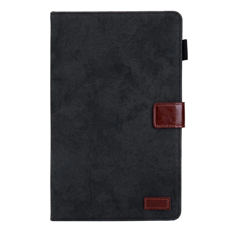 Tuchstruktur Lederständer Tablet Cover für Samsung Galaxy Tab A7 Lite 8,7 Zoll SM-T220 (WiFi) / SM-T225 - Schwarz