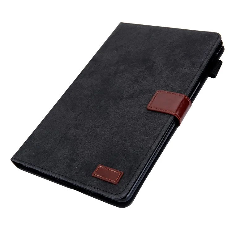 Tuchstruktur Lederständer Tablet Cover für Samsung Galaxy Tab A7 Lite 8,7 Zoll SM-T220 (WiFi) / SM-T225 - Schwarz