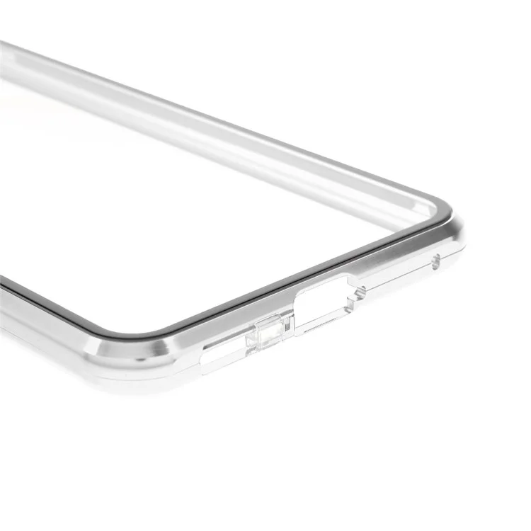 Vidrio Templado De Doble Cara + Instalación De Bloqueo De Absorción Magnética 2-en 1 Marco Magnético De Metal Para Samsung Galaxy S21 FE - Plata