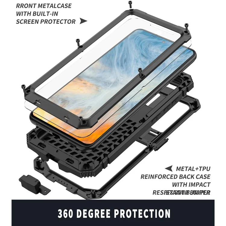 Shock Absorbing Defender Heavy Full Body Back Cover Kickstand Carrying Hard PC + Soft TPU Armor Case for Samsung Galaxy S21 FE - Black