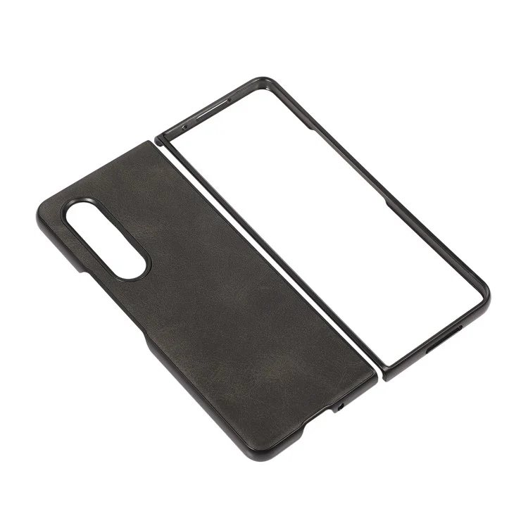 Leather Coated Phone Cover Case for Samsung Galaxy Z Fold3 5G - Black