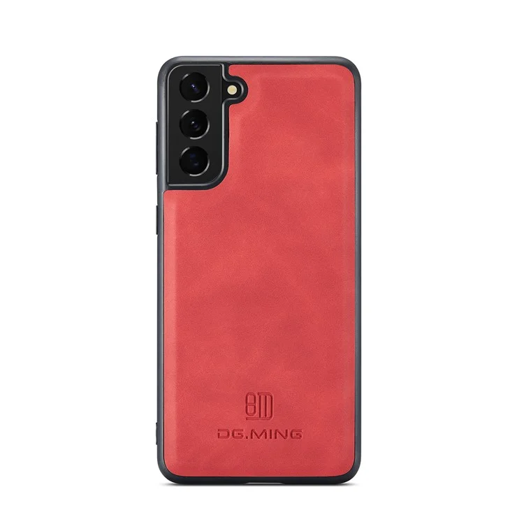 Dg. Ming M1 Series Abnehmbar 2 in 1 Magnetisch -wallet -design Lederbeschichtete TPU + PC -hülle Mit Kickstand Für Samsung Galaxy S21 + 5g - Rot