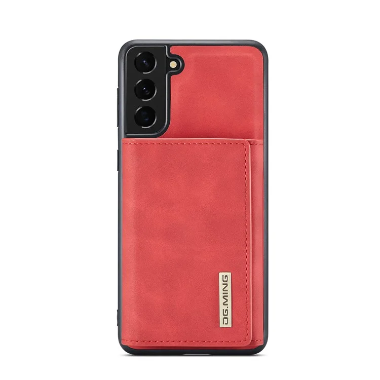 Dg. Ming M1 Series Abnehmbar 2 in 1 Magnetisch -wallet -design Lederbeschichtete TPU + PC -hülle Mit Kickstand Für Samsung Galaxy S21 + 5g - Rot