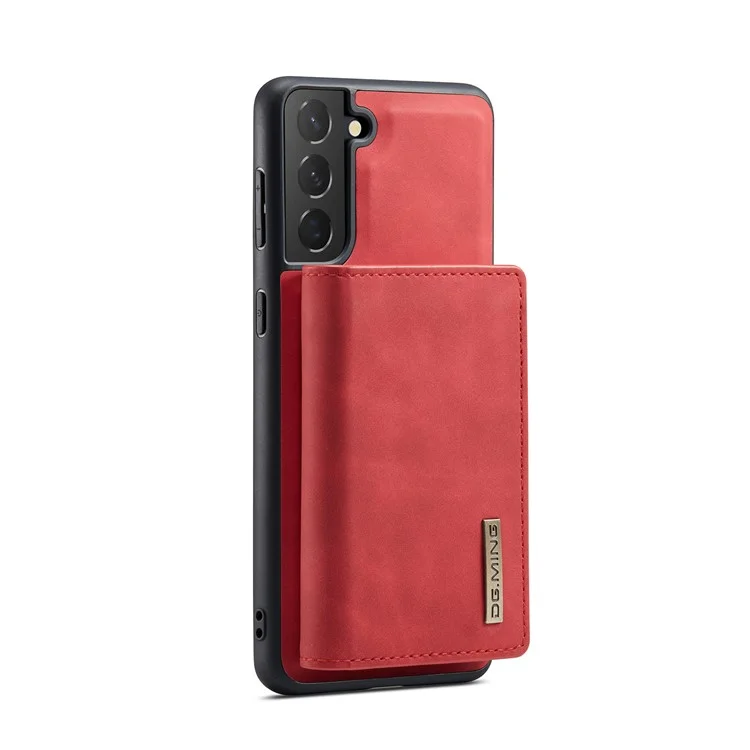 Dg. Ming M1 Series Abnehmbar 2 in 1 Magnetisch -wallet -design Lederbeschichtete TPU + PC -hülle Mit Kickstand Für Samsung Galaxy S21 + 5g - Rot
