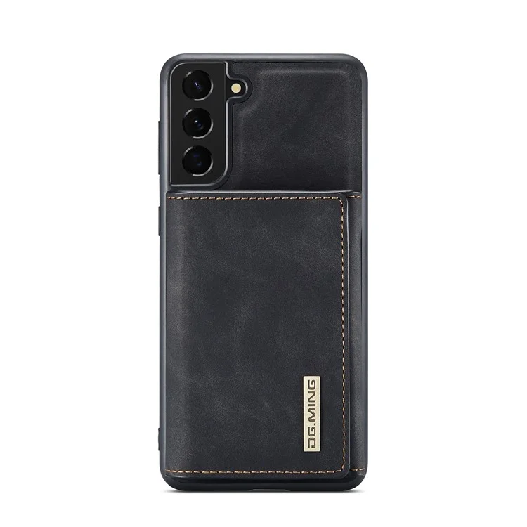 Dg. Ming M1 Diseño de Billetera Desmontable Tpu + PC Recubierto de Cuero Caso de PC Con Kickstand Para Samsung Galaxy S21 5G/4G - Negro