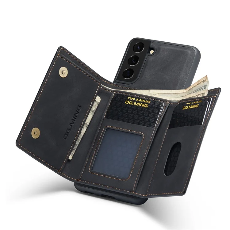 Étui en cuir DG.MING M1 Series Detachable Wallet Design avec revêtement TPU + PC et support pour Samsung Galaxy S21 5G/4G - Noir