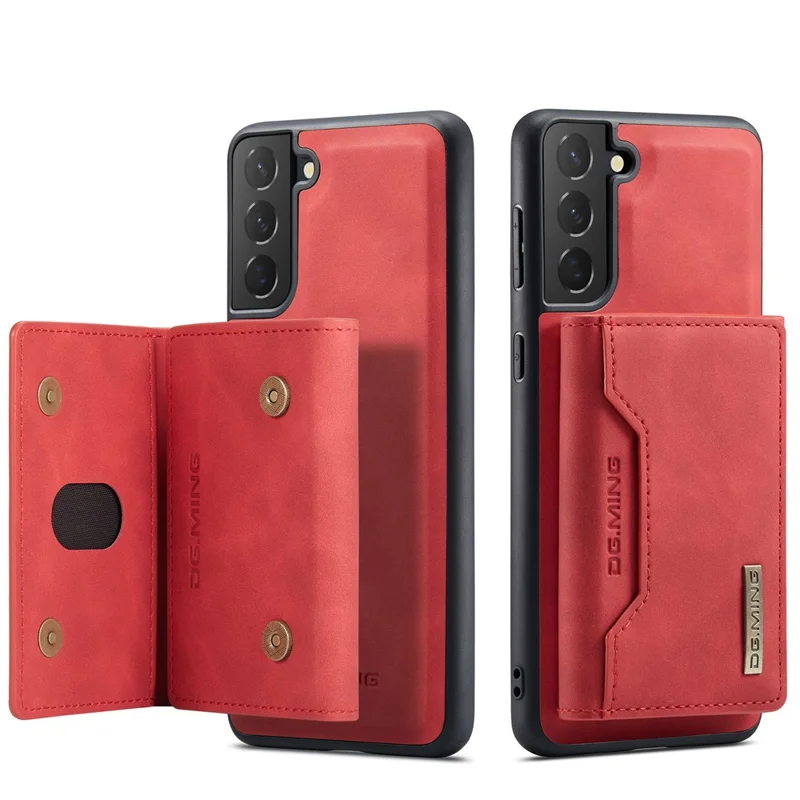 DG.MING M2 Series Detachable 2 in 1 Magnetic Wallet Design Hybrid Case with Kickstand for Samsung Galaxy S21 5G/4G - Red