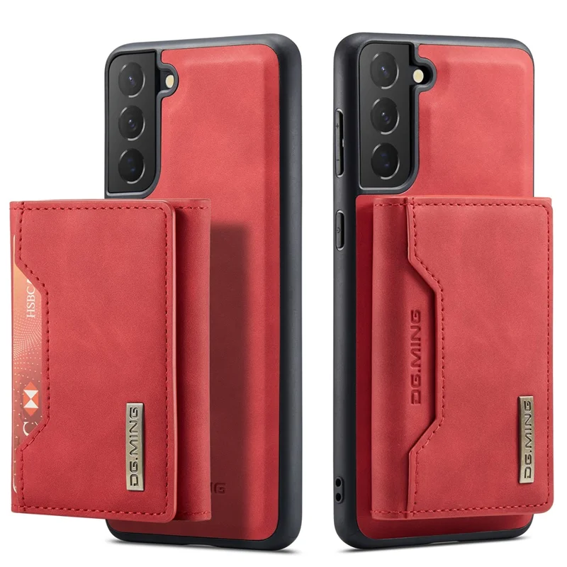 DG.MING M2 Series Detachable 2 in 1 Magnetic Wallet Design Hybrid Case with Kickstand for Samsung Galaxy S21 5G/4G - Red