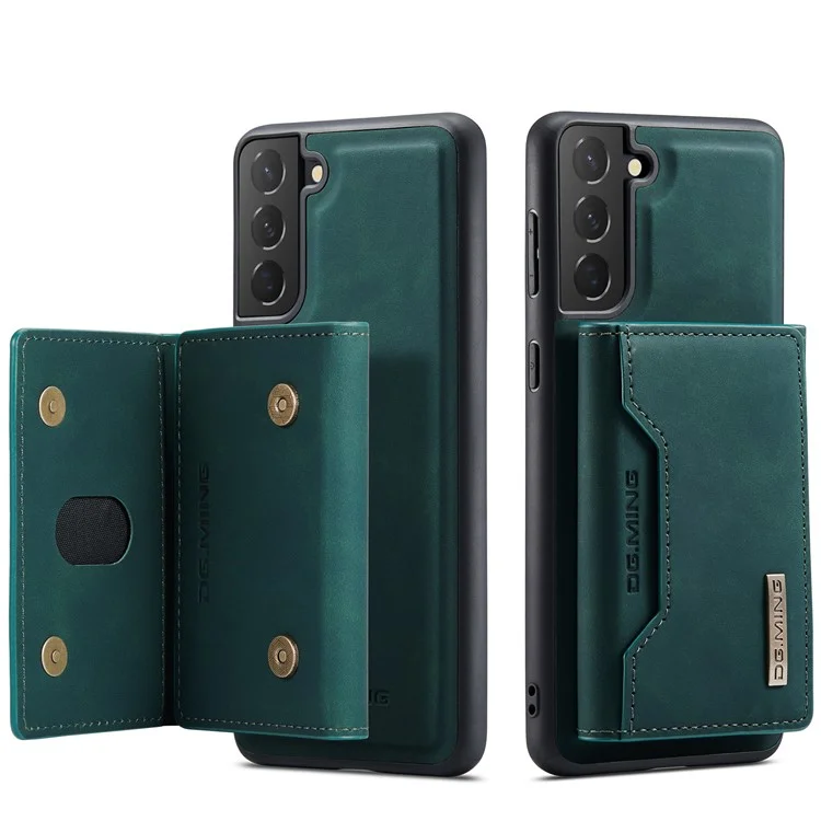 DG.MING Serie M2 Custodia 2 in 1 con Design Portafoglio Magnetico Staccabile e Supporto per Samsung Galaxy S21 5G/4G - Verde