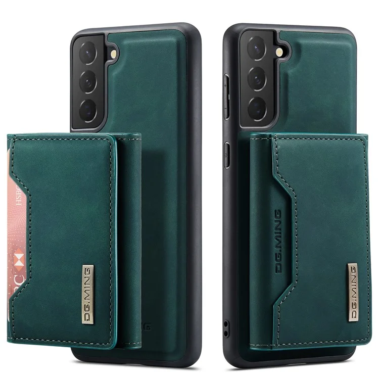 DG.MING Serie M2 Custodia 2 in 1 con Design Portafoglio Magnetico Staccabile e Supporto per Samsung Galaxy S21 5G/4G - Verde