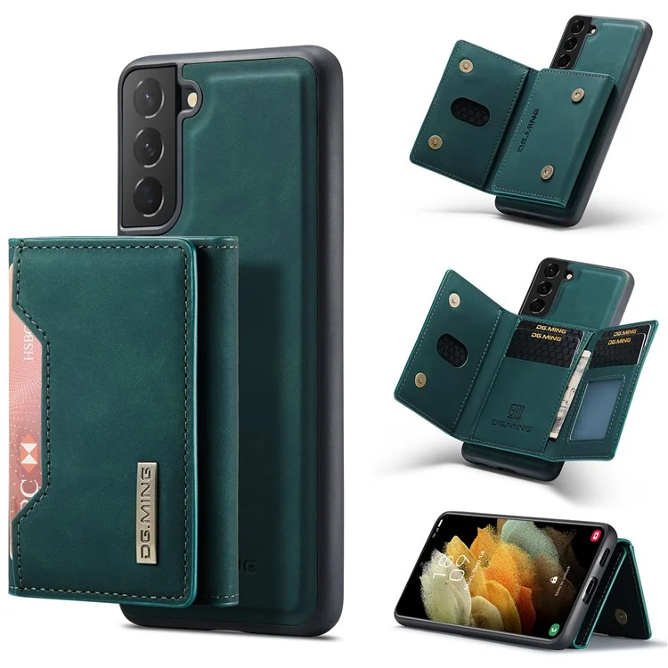 DG.MING Serie M2 Custodia 2 in 1 con Design Portafoglio Magnetico Staccabile e Supporto per Samsung Galaxy S21 5G/4G - Verde