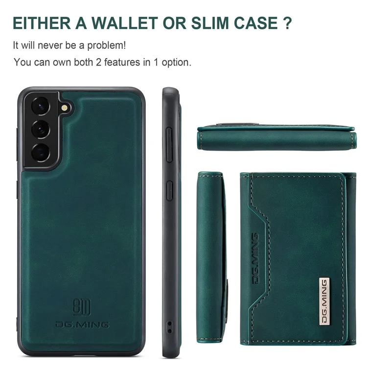 DG.MING Serie M2 Custodia 2 in 1 con Design Portafoglio Magnetico Staccabile e Supporto per Samsung Galaxy S21 5G/4G - Verde
