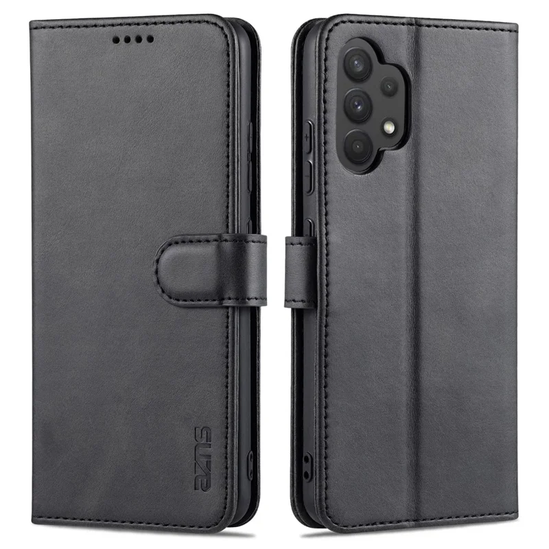 AZNS PU Leather Wallet Stand Telefoonhoesje voor Samsung Galaxy A32 4G (EU-versie) - Zwart