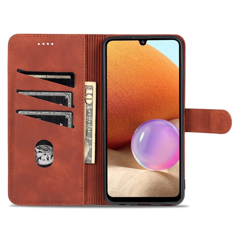 AZNS PU Leather Wallet Stand Telefoonhoesje voor Samsung Galaxy A32 4G (EU-versie) - Zwart