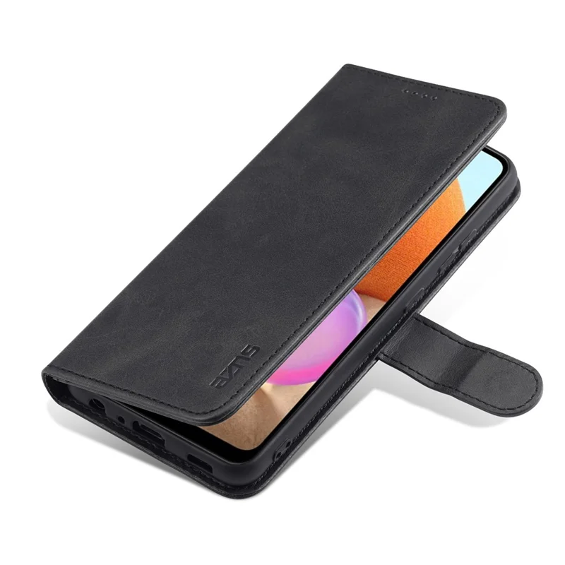AZNS PU Leather Wallet Stand Telefoonhoesje voor Samsung Galaxy A32 4G (EU-versie) - Zwart