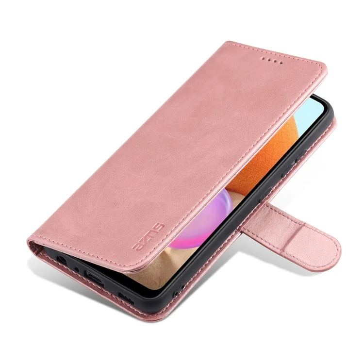 AZNS PU Leder -brieftaschenständer Telefonabdeckungsschale Für Samsung Galaxy A32 4G (EU -version) - Roségold