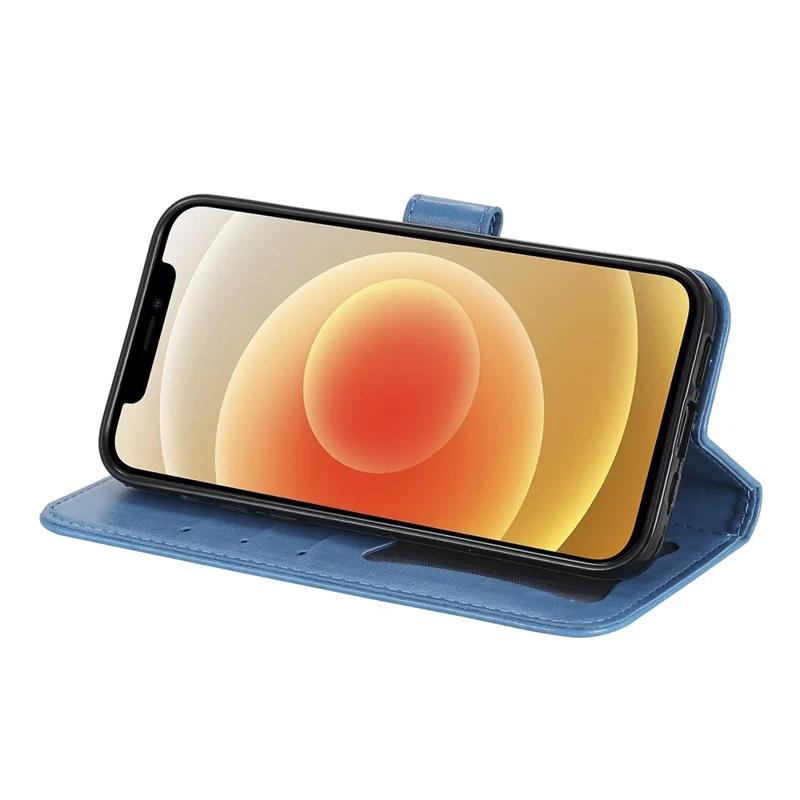 PU Leather Imprint Flowers Pattern Wallet Phone Case with Lanyard for Samsung Galaxy S21 FE - Blue