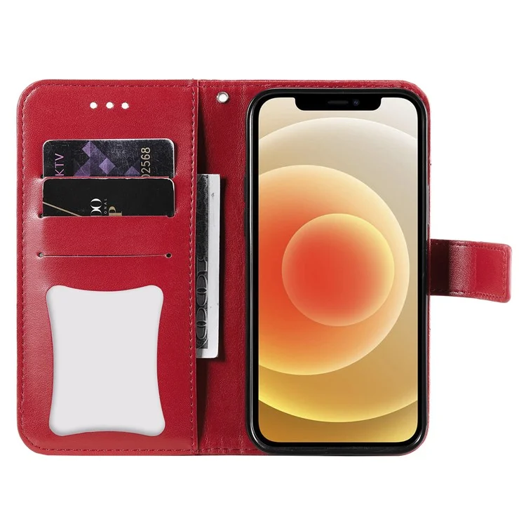 PU Impronta in Pelle Flowers Pattern Whaget Case Del Telefono Con Cordino Per Samsung Galaxy S21 FE - Rosso