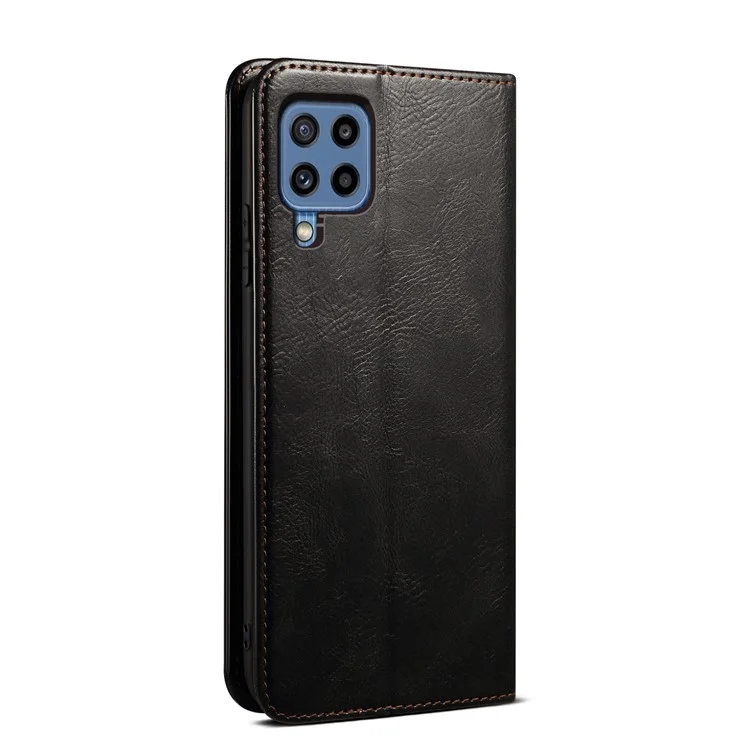 Leisure Style Waxy Crazy Horse Texture Protective Leather Case Cover for Samsung Galaxy M32 (Global Version) - Black