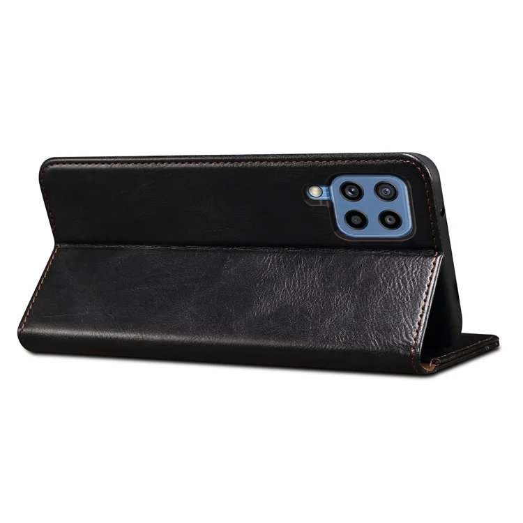 Leisure Style Waxy Crazy Horse Texture Protective Leather Case Cover for Samsung Galaxy M32 (Global Version) - Black