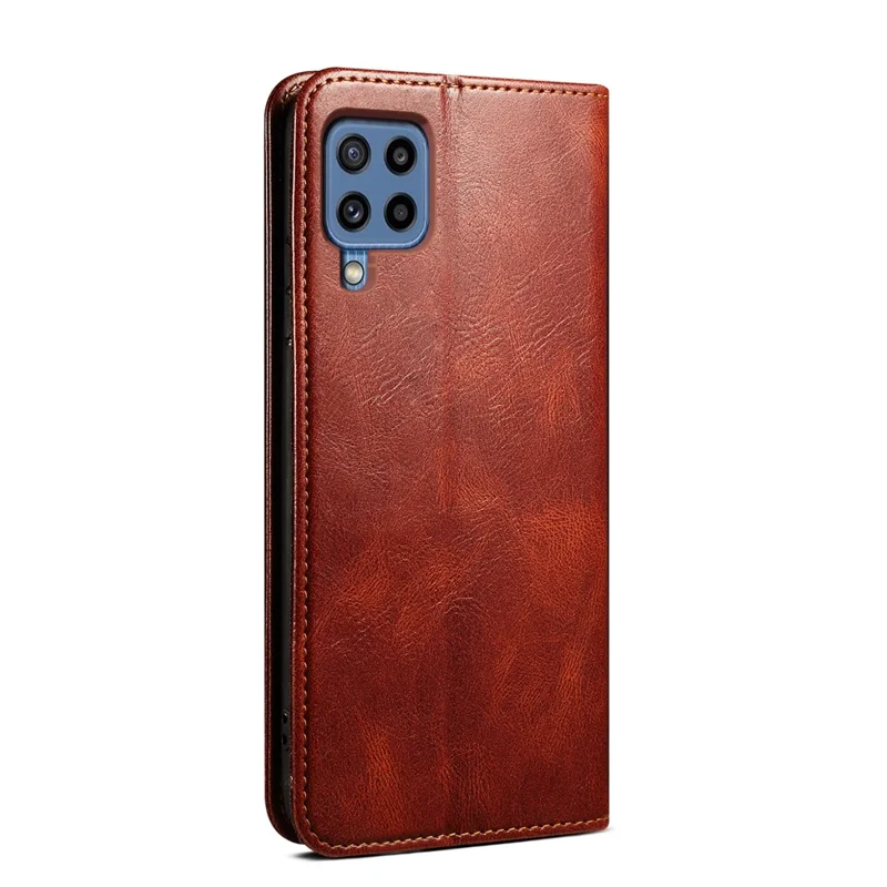 Leisure Style Waxy Crazy Horse Texture Protective Leather Case Cover for Samsung Galaxy M32 (Global Version) - Brown
