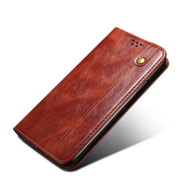 Leisure Style Waxy Crazy Horse Texture Protective Leather Case Cover for Samsung Galaxy M32 (Global Version) - Brown