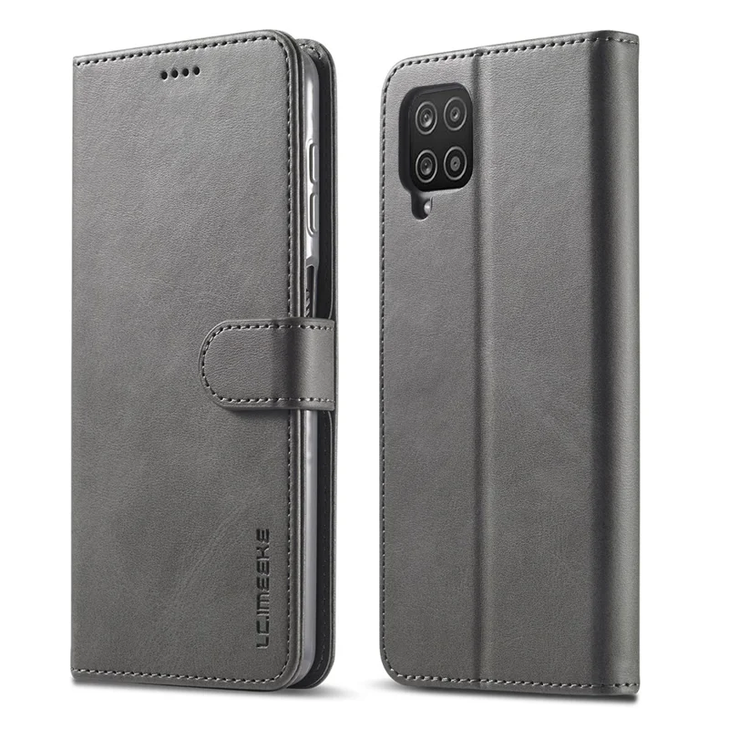 LC.IMEEKE Wallet Design Leather Phone Stand Case Protector for Samsung Galaxy A22 4G (EU Version) - Grey