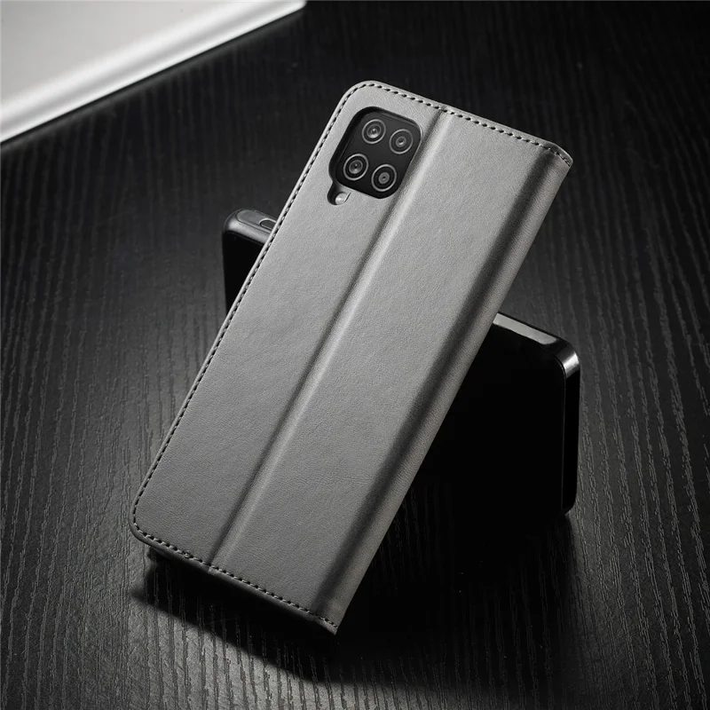 LC.IMEEKE Wallet Design Leather Phone Stand Case Protector for Samsung Galaxy A22 4G (EU Version) - Grey