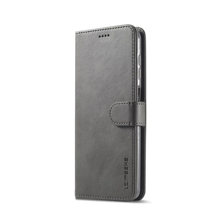 LC.IMEEKE Wallet Design Leather Phone Stand Case Protector for Samsung Galaxy A22 4G (EU Version) - Grey