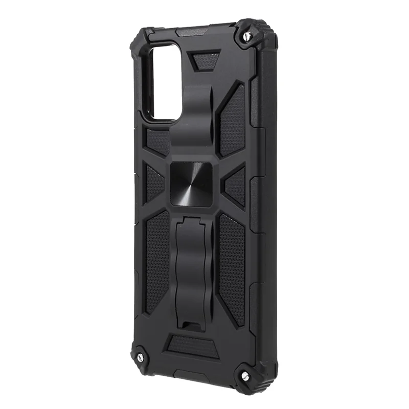Armor PC+TPU Combo Magnetic Metal Sheet Design Anti-drop Phone Case with Kickstand for Samsung Galaxy A03s (166.5mm) - Black