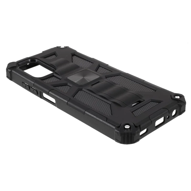 Armor PC+TPU Combo Magnetic Metal Sheet Design Anti-drop Phone Case with Kickstand for Samsung Galaxy A03s (166.5mm) - Black
