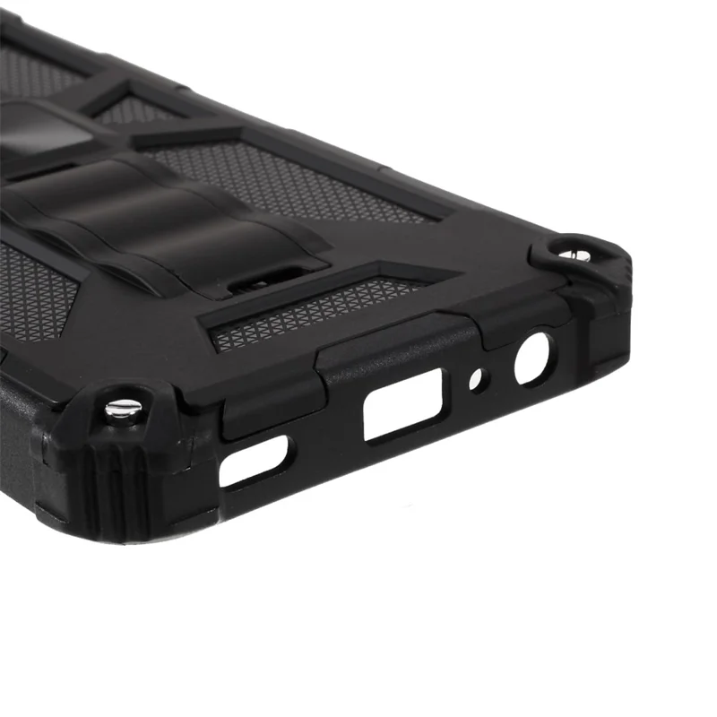 Armor PC+TPU Combo Magnetic Metal Sheet Design Anti-drop Phone Case with Kickstand for Samsung Galaxy A03s (166.5mm) - Black