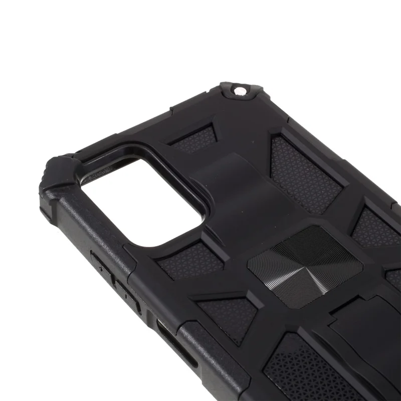 Armor PC+TPU Combo Magnetic Metal Sheet Design Anti-drop Phone Case with Kickstand for Samsung Galaxy A03s (166.5mm) - Black