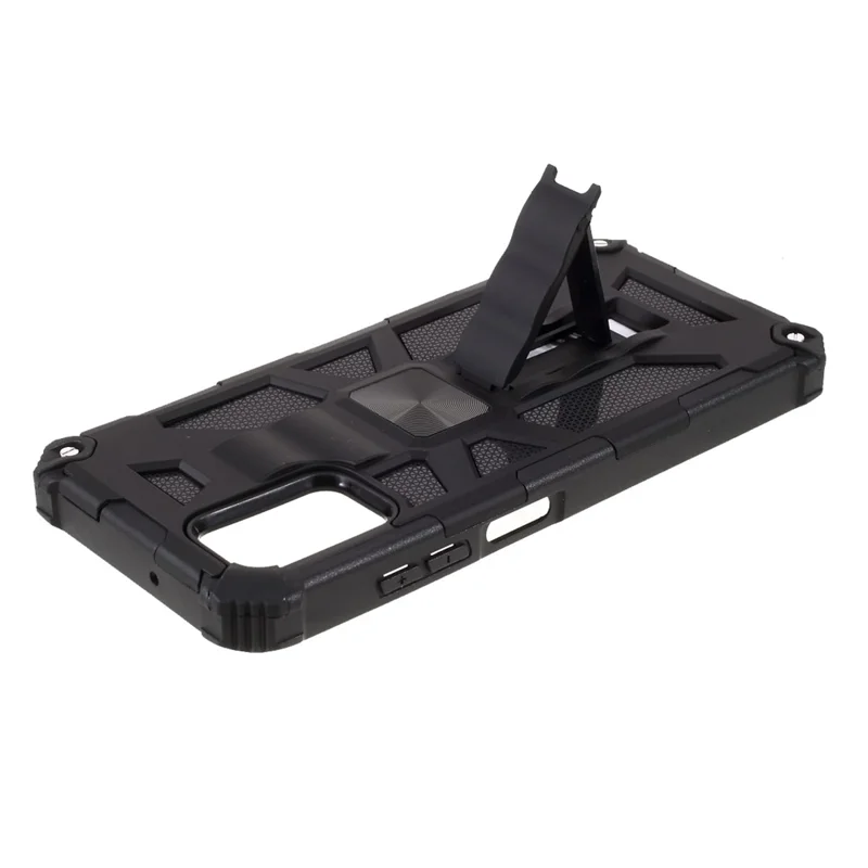 Armor PC+TPU Combo Magnetic Metal Sheet Design Anti-drop Phone Case with Kickstand for Samsung Galaxy A03s (166.5mm) - Black