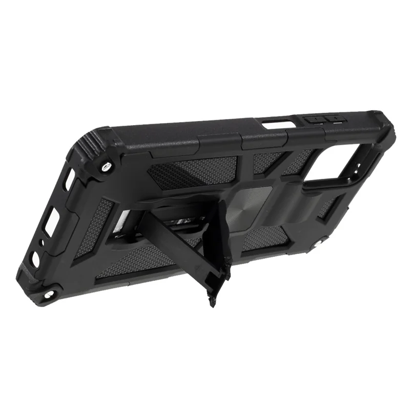 Armor PC+TPU Combo Magnetic Metal Sheet Design Anti-drop Phone Case with Kickstand for Samsung Galaxy A03s (166.5mm) - Black